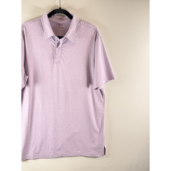 01 Algo Mens Polo Shirt Purple Quick Dry Wicking Performance Golf Large Tall - Picture 6 of 9